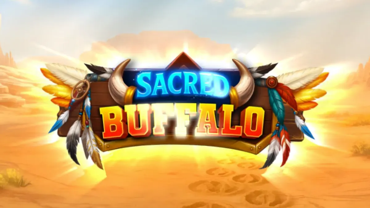 Tampilan visual slot Sacred Buffalo dengan latar belakang padang rumput Barat.
